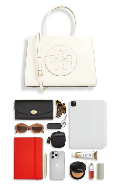 Tory Burch Small Ella Faux Leather Tote In White