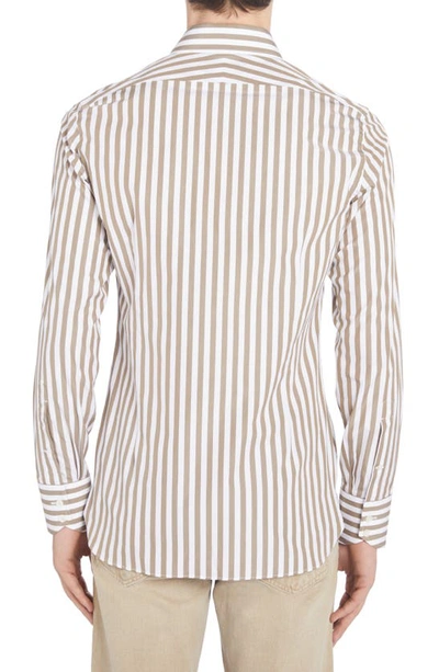 Shop Tom Ford Slim Fit Stripe Button-up Shirt In White/ Olive