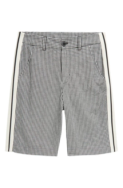 Shop Moncler Kids' Side Stripe Gingham Shorts In Ivory/ Black