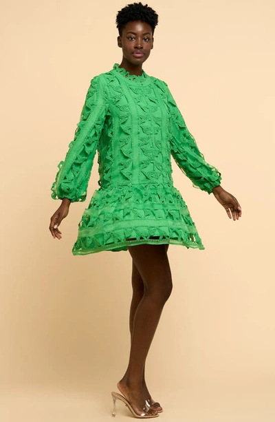 Shop Ciebon Wylla Humbird Lace & Organza Drop Waist Dress In Green
