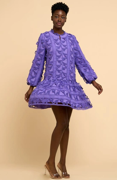Shop Ciebon Wylla Humbird Lace & Organza Drop Waist Dress In Iris