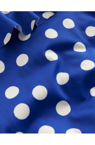 Shop Mini Boden Kids' Polka Dot Ruffle One-piece Swimsuit In Navy, Ivory Spot