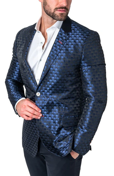 Maceoo Socrate Evo Skull Jacqurard Blazer In Black