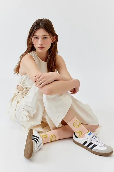 Shop Baggu Happy Crew Sock In Light Pink Happy, Women's At Urban Outfitters