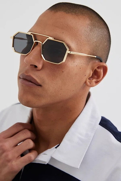 Shop Urban Outfitters Owen Navigator Sunglasses In Gold, Men's At