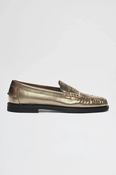 Sebago Dan Metallic Penny Loafers In Gold