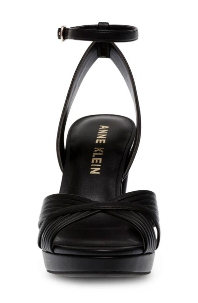 Shop Anne Klein Vivian Block Heel Sandal In Black Pleated