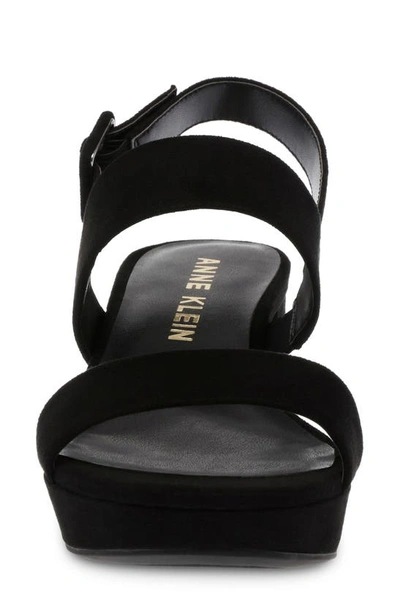 Shop Anne Klein Priyanka Block Heel Sandal In Black Microsuede