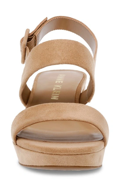 Shop Anne Klein Priyanka Block Heel Sandal In Natural Microuede