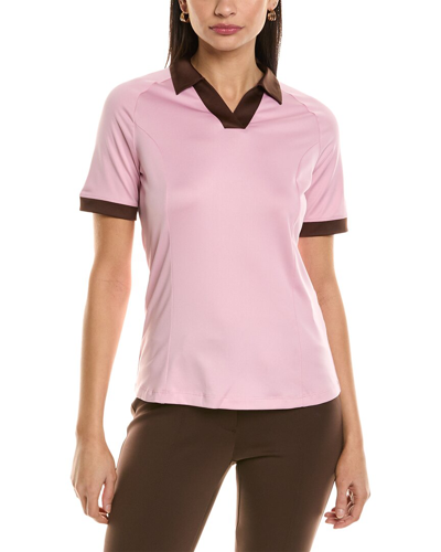 Shop Callaway V-placket Colorblock Polo Shirt In Pink
