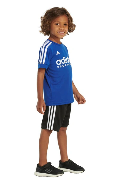 Shop Adidas Originals Kids' Soccer T-shirt & Shorts Set In Semi Lucid Blue