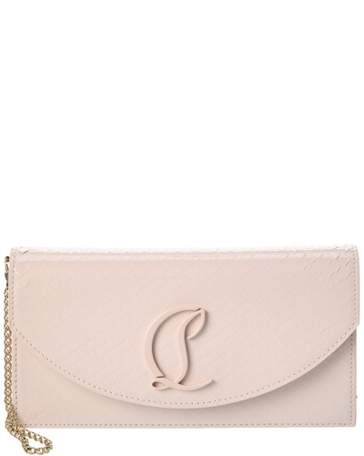 Shop Christian Louboutin Loubi54 Embossed Patent Clutch In White