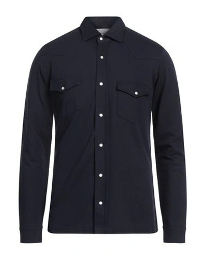 Eleventy Man Shirt Midnight Blue Size M Cotton In Blue