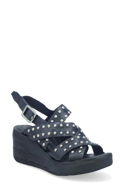 Shop As98 Nickie Wedge Slingback Sandal In Black