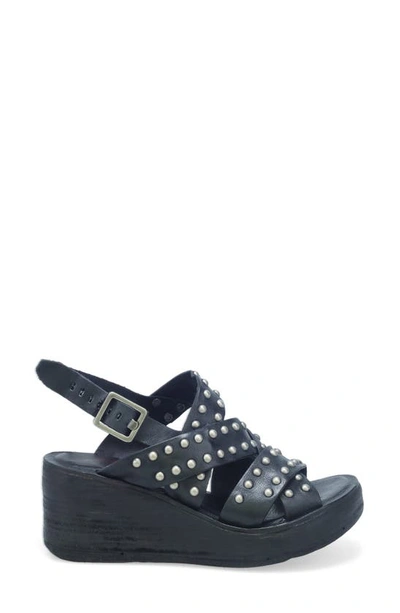 As98 Nickie Wedge Slingback Sandal In Black