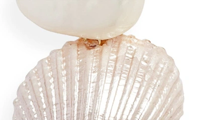 Shop Miju Tides Linear Drop Huggie Hoop Earrings In Gold/pearl
