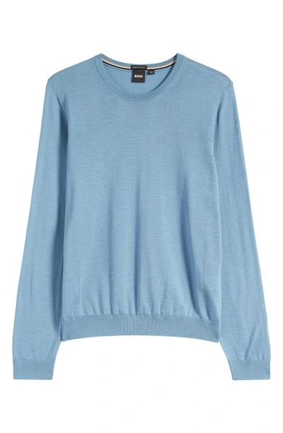 Shop Hugo Boss Leno Virgin Wool Crewneck Sweater In Light Blue