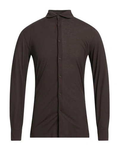 Shop Kired Man Shirt Dark Brown Size 36 Cotton