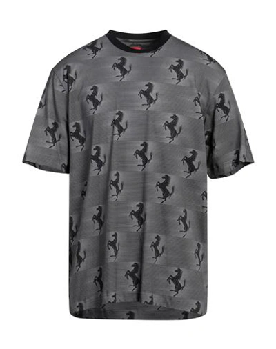 Shop Ferrari Man T-shirt Grey Size M Cotton, Elastane