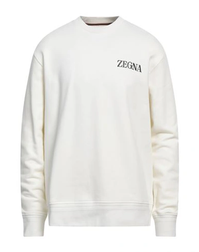 Shop Zegna Man Sweatshirt Ivory Size Xxl Cotton, Elastane In White