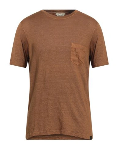 Shop Gran Sasso Man T-shirt Brown Size 40 Linen, Elastane