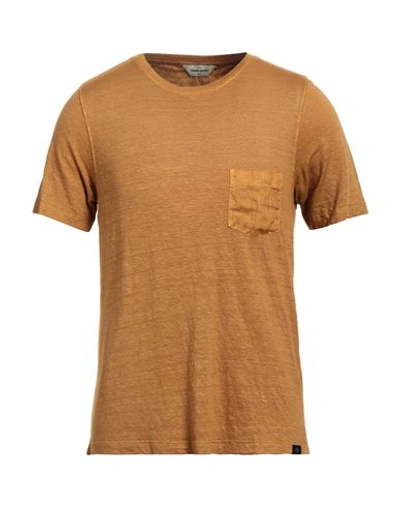 Shop Gran Sasso Man T-shirt Ocher Size 48 Linen, Elastane In Yellow