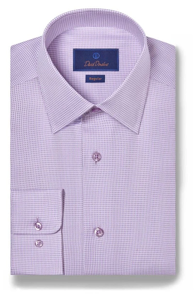Shop David Donahue Regular Fit Micro Dobby Cotton Dress Shirt In Lilac