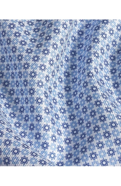 David Donahue Slim Fit Floral Medallion Twill Dress Shirt In Blue