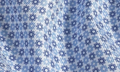 David Donahue Slim Fit Floral Medallion Twill Dress Shirt In Blue