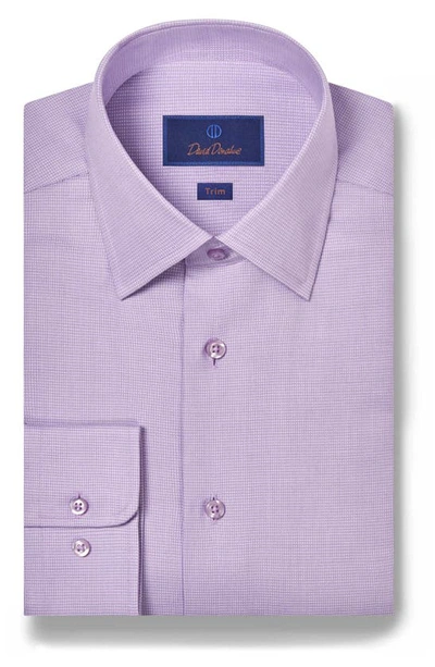 Shop David Donahue Trim Fit Dobby Microcheck Dress Shirt In Lilac