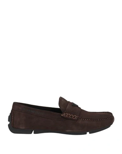 Shop Emporio Armani Man Loafers Dark Brown Size 13 Leather