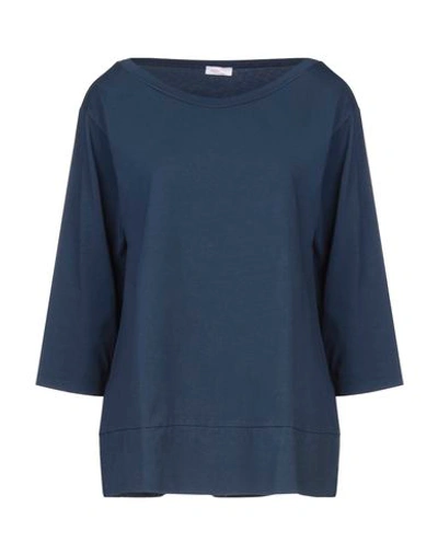 Shop Rossopuro Woman T-shirt Midnight Blue Size M Cotton, Elastane