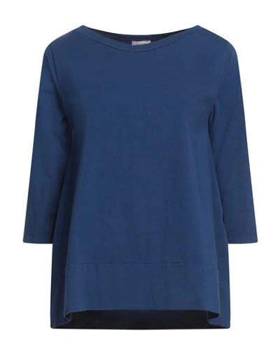 Rossopuro Woman T-shirt Blue Size S Cotton, Elastane In Blue
