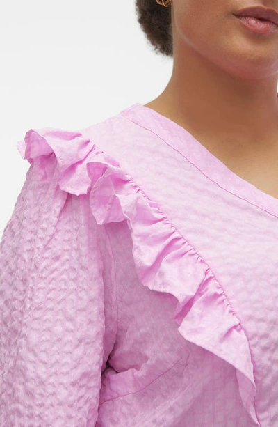 Shop Vero Moda Curve Cira Ruffle Shoulder Button-up Shirt In Pastel Lavender