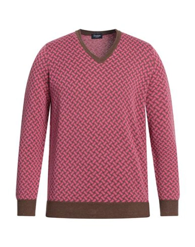 Shop Drumohr Man Sweater Magenta Size 42 Cotton, Linen, Polyester
