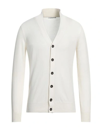 Shop Kangra Man Cardigan Ivory Size 38 Wool, Silk, Cashmere In White