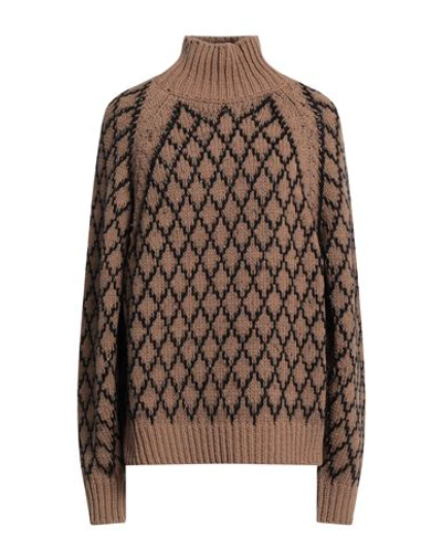 Quira Woman Turtleneck Camel Size S Virgin Wool, Cashmere, Mohair Wool, Polyamide In Beige