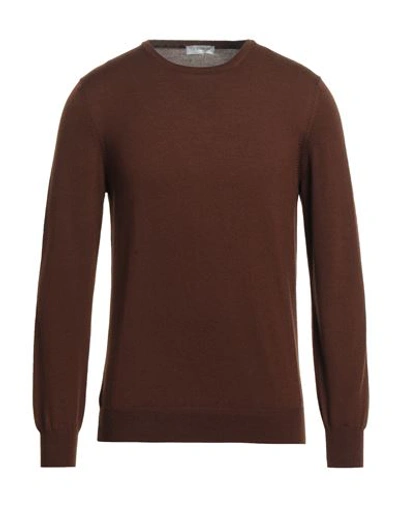 Shop Gran Sasso Man Sweater Brown Size 46 Virgin Wool
