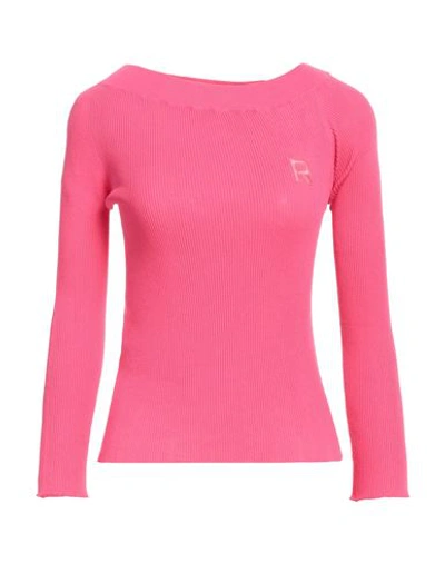 Shop Rochas Woman Sweater Fuchsia Size L Cotton In Pink
