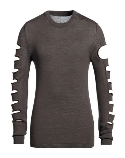 Shop Rick Owens Man Sweater Lead Size L Virgin Wool, Cotton In Grey