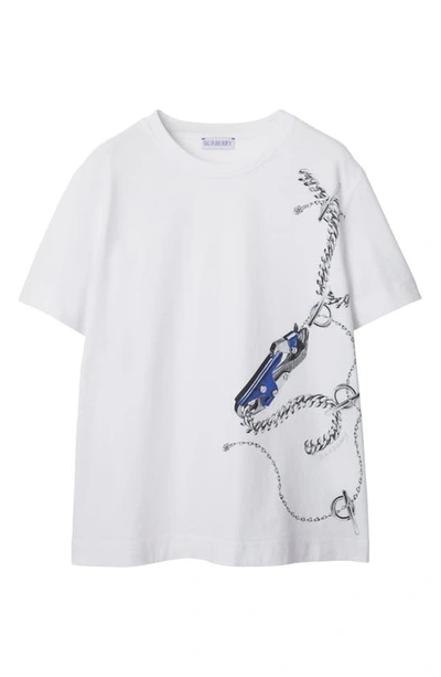 Shop Burberry Chain Print Cotton Graphic T-shirt In Knight Ip Pattern