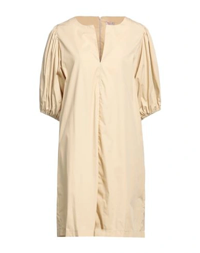Shop Rossopuro Woman Mini Dress Beige Size M Cotton