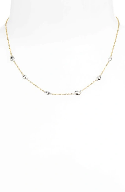Shop Argento Vivo Sterling Silver Nugget Station Necklace In Gold/ Silver