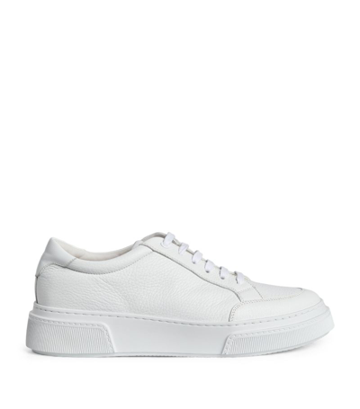 Shop Giorgio Armani Leather Low-top Sneakers In White