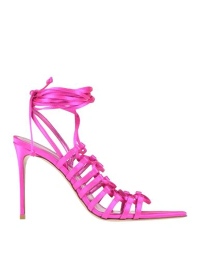Shop Le Silla Woman Sandals Fuchsia Size 7.5 Textile Fibers In Pink
