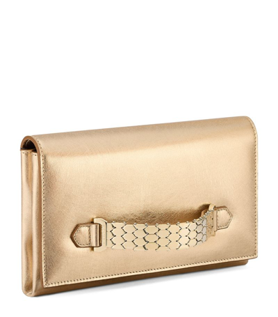 Shop Bvlgari Leather Cocktail Clutch Bag In Gold