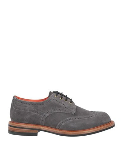 Tricker's Woman Lace-up Shoes Grey Size 8 Leather In Grey