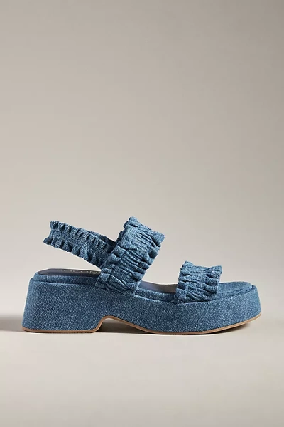 Shop Matisse Denim Platform Sandals In Blue