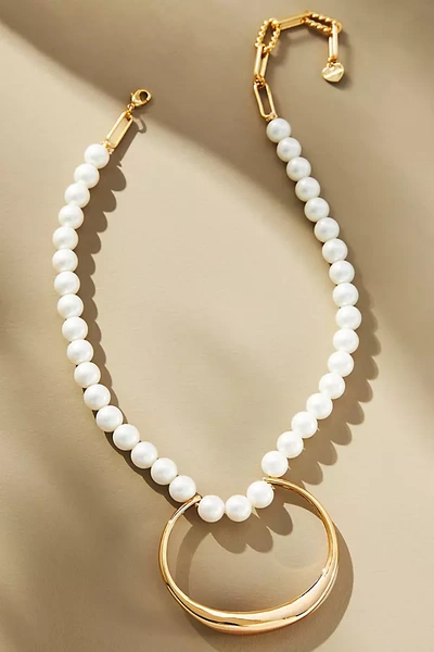 Shop By Anthropologie Pearl Hoop Pendant Necklace In White