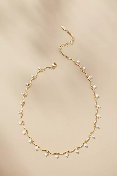 By Anthropologie Drippy Crystal Necklace In Gold